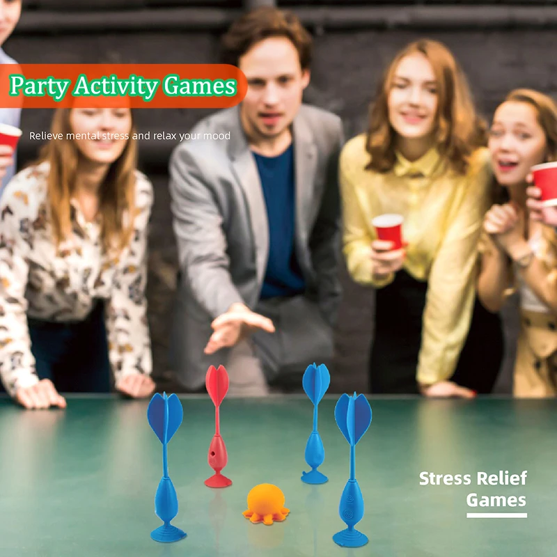 Kids Party Activities Games Sensory Toys Silicone Suction Cups Darts Surround Octopus Family Party Parent-Child Interaction Game