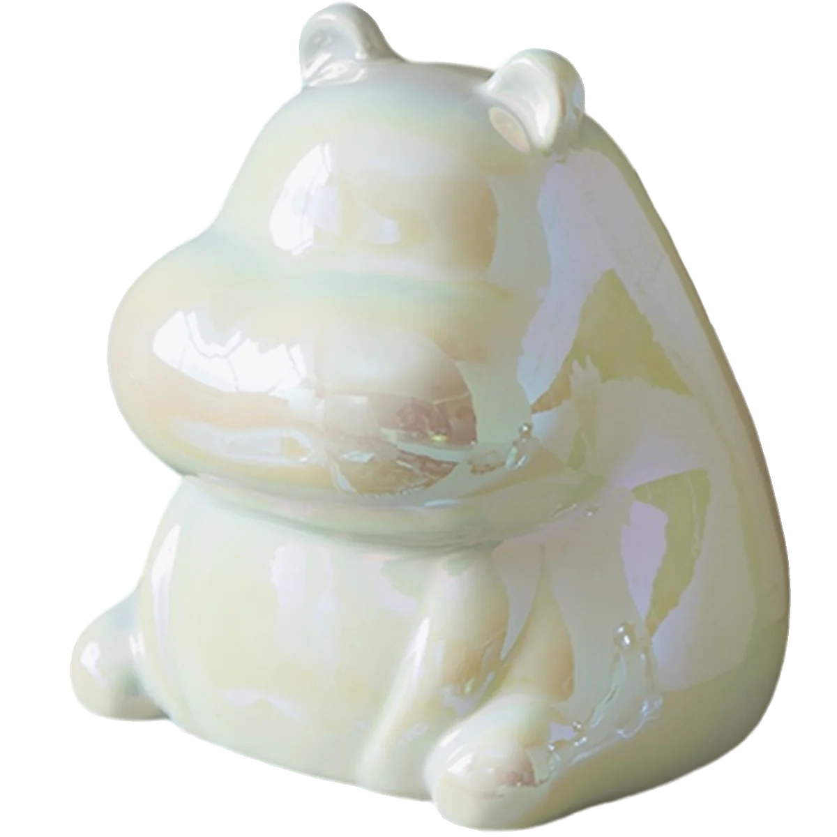 Cream wind light luxury pearl glaze cute fat ceramic hippo pumping tissue box coffee table TV cabinet creative ornament
