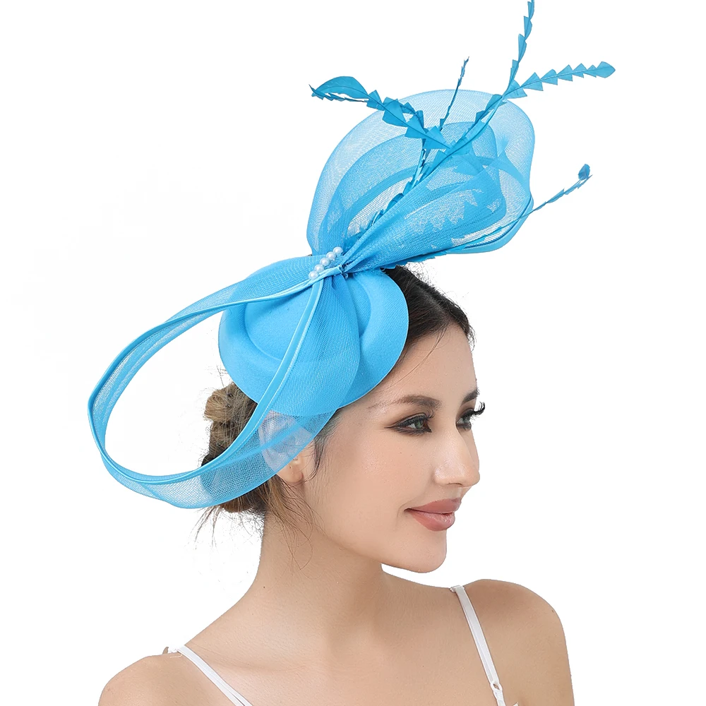 Big Derby Fashion Mesh Fascinator Hat Hair Clip Elegant Women Bridal Wedding Show Nice Headwear Party Show Hair Accessories