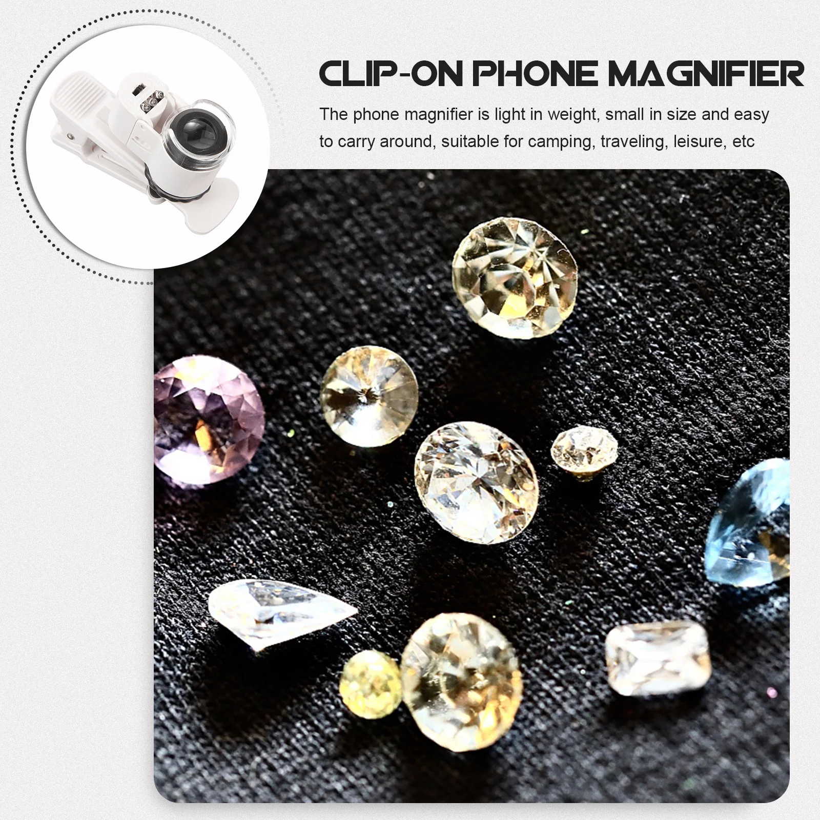 

Clip-on Jewelry Magnifier 45X Professional Micro Lens Portable Magnifying Loupe for Jewelry Appraisal Diamond Evaluation