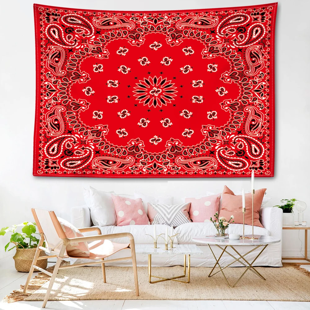 Red Mandala printed tapestry, retro style, suitable for wall decoration in bedrooms, study rooms, and living rooms