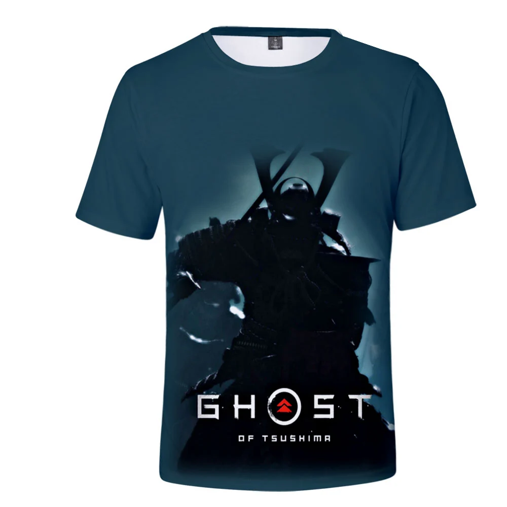 2022 Chinese Ancient Style Tsushima Ghost T-shirt Game 3D Printing Men's T-shirt O-neck Short-sleeved Street Fashion Trendy Top