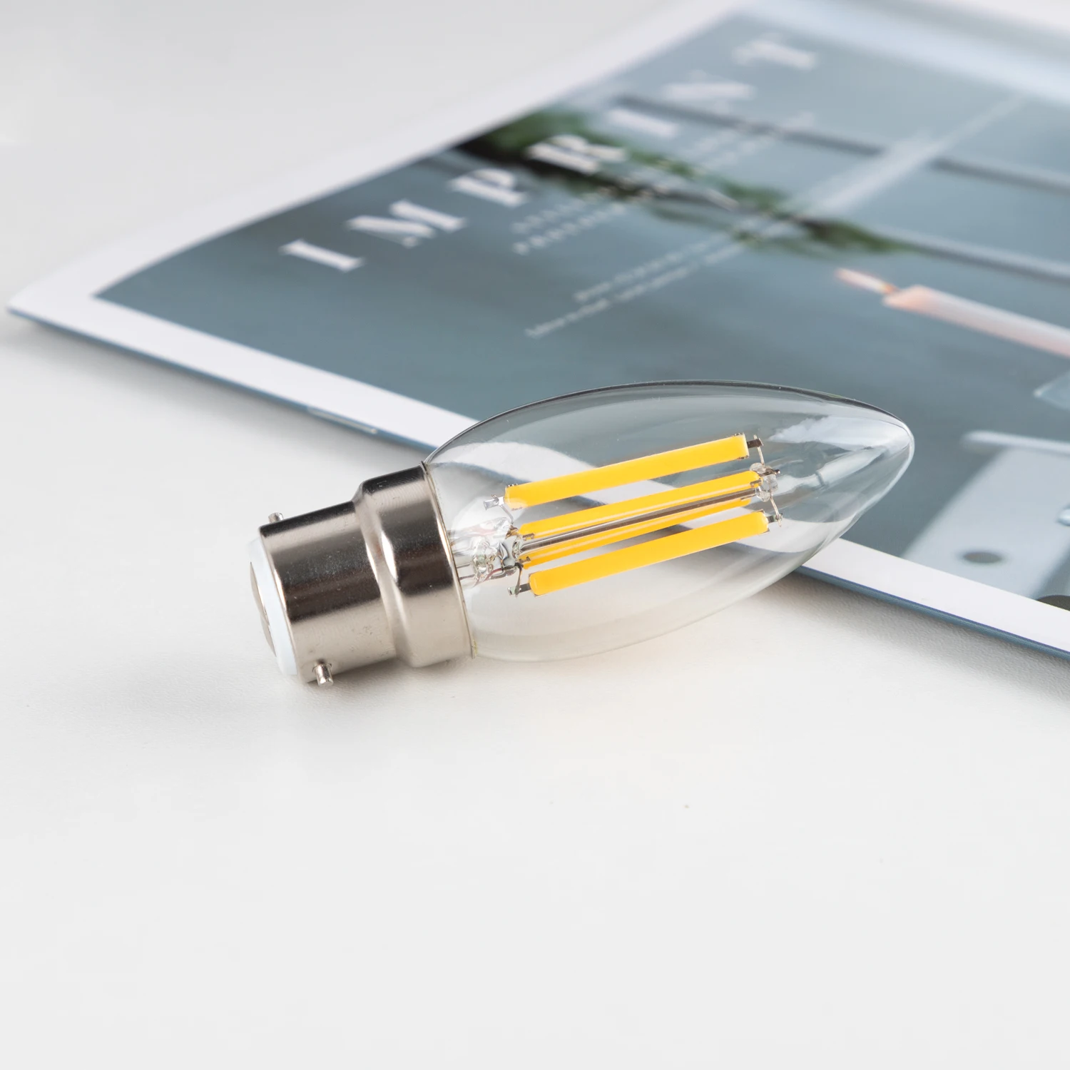 Vintage Candle Light Bulb C35 B22 Dimmable Led Filament Bulb 6.5W High Lumens 806lm No Flicker Chandelier Candelabra Flame Lamps