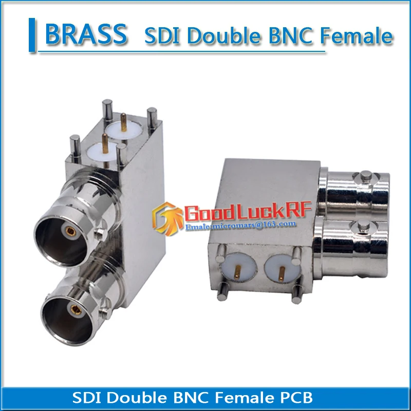 SDI Double Q9 BNC Female welding base 90 Degree Right Angle solder cup PCB RF Connector Adapter monitoring camera