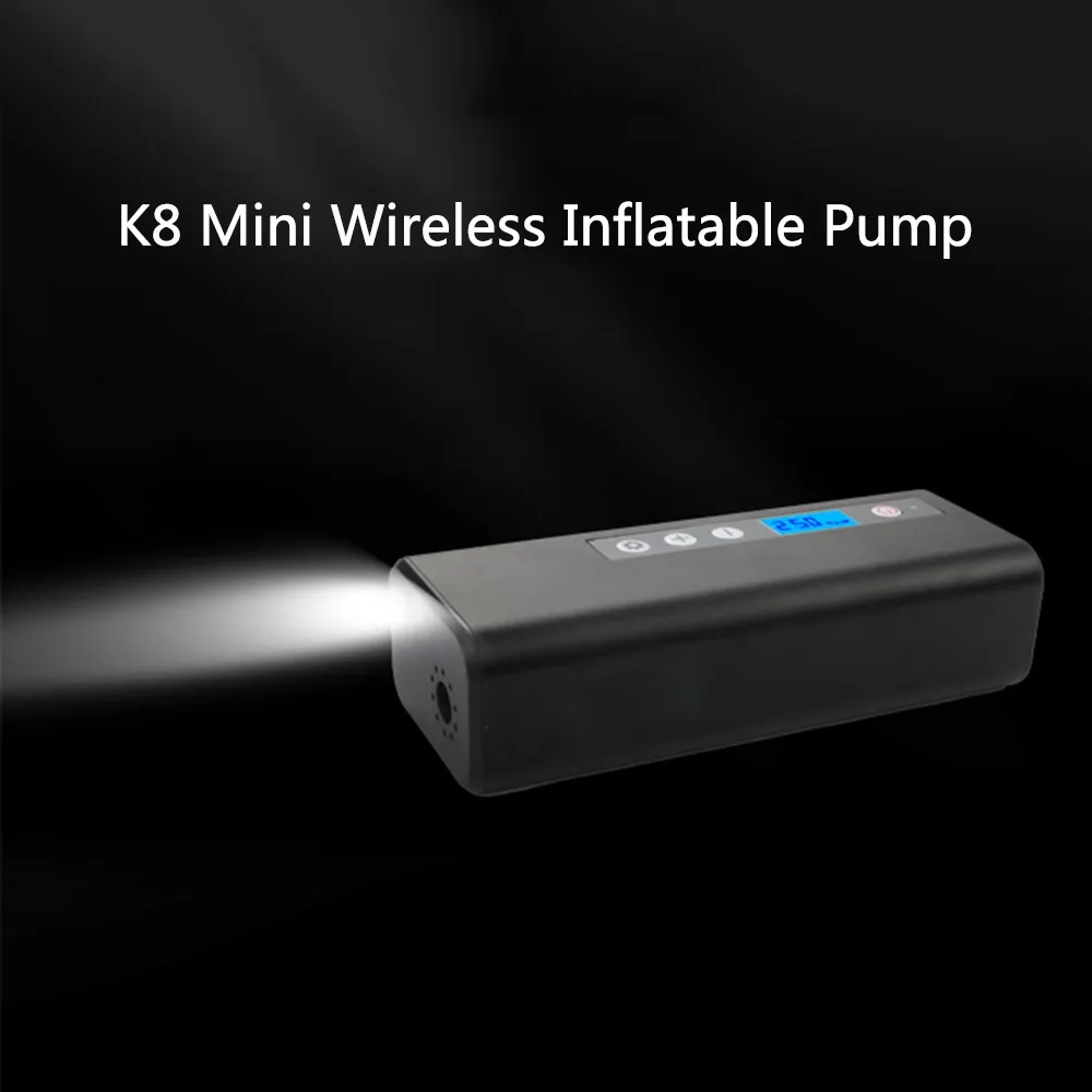 K8 Smart Wireless Inflatable Pump Backlight Display Emergency Lighting Power Bank Portable Car Tire Pump (Silver)