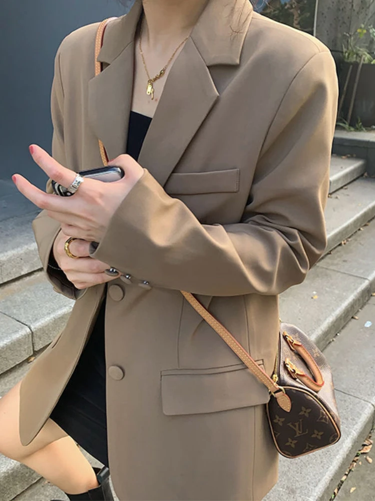 

Elegant Blazer Woman Autumn New Blazer Korean Fashion Loose Solid Color Leisure Jacket Outerwears Blazer Women Streetwear Coat