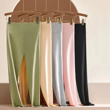 เอวสูงผ้าฝ้าย 100% กางเกงขายาวผู้หญิงเสื้อผ้าSoild BodyconยาวกางเกงกีฬาฤดูหนาวสีดําLeggings Lady Leggins Push Up Gym