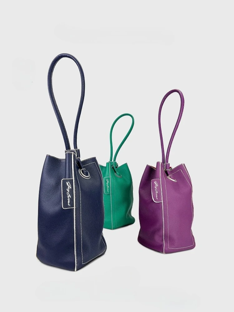 

Vintage Vertical Bucket Tote Shoulder Barrel Bag