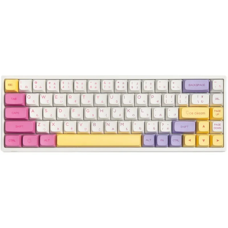 Ice Cream Mechanical Keyboard Keycaps, Flat Chest XDA Cute PBT Sublimation Adaptation Magic Duck 61 87 104