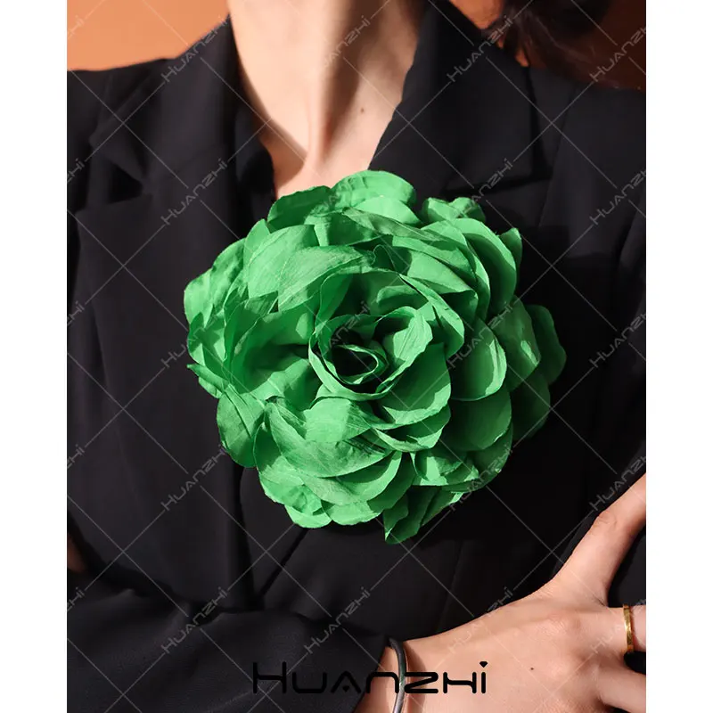 16CM Personality Exaggerated Elegant Big Flower Brooch for Women Girl  Dinner Dress Pin Wedding Host Suit Corsage HUANZHI 2024