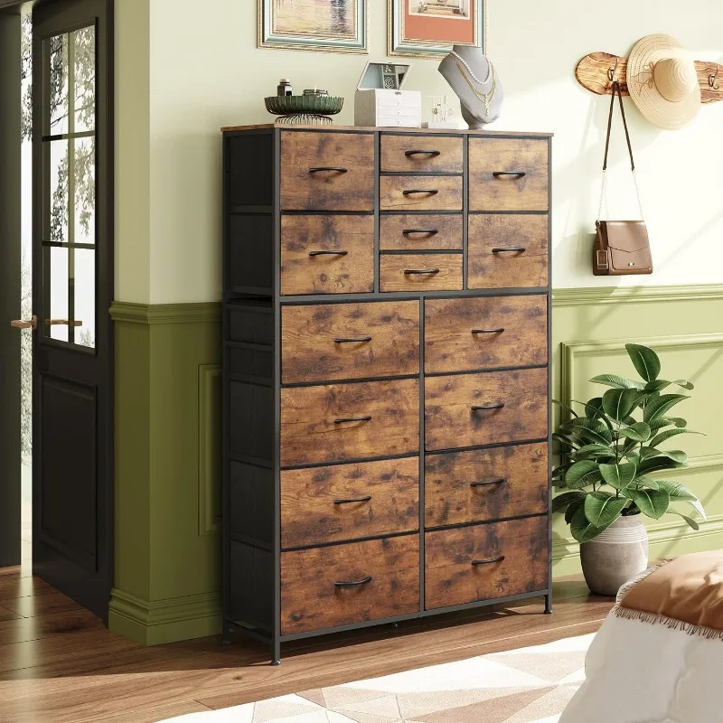 16 Drawers Dresser, Tall Dresser for Bedroom, Closet, Hallway, Storage Dresser Organizer unit, Large Dressers & Chests