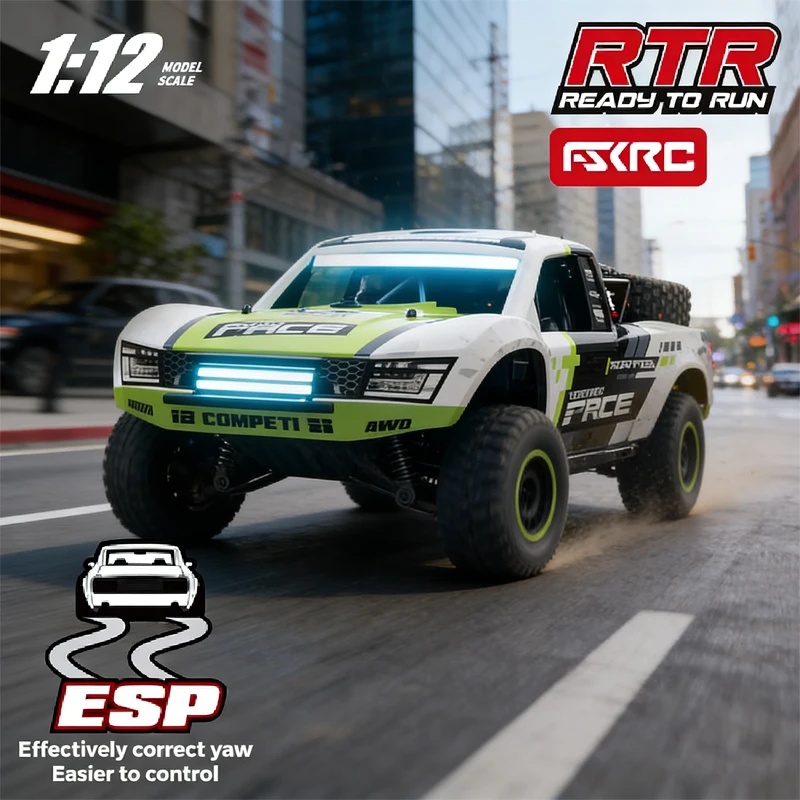 HuangBo RC Car HB-RD1201 1:12 4WD Drift Short Course Truck with LED Lights Cruise Control Gyroscope – RC Toy for Kids and Adults