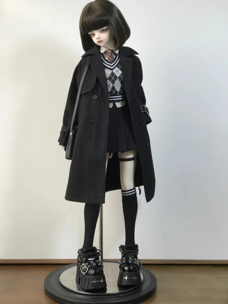 BJD Puppenkleidung für 1/4 Puppen, schwarz, braun, Windjacke, Hemd, Rock, Shorts, Set, Preppy-Stil, Puppenkleidung (keine Puppe)