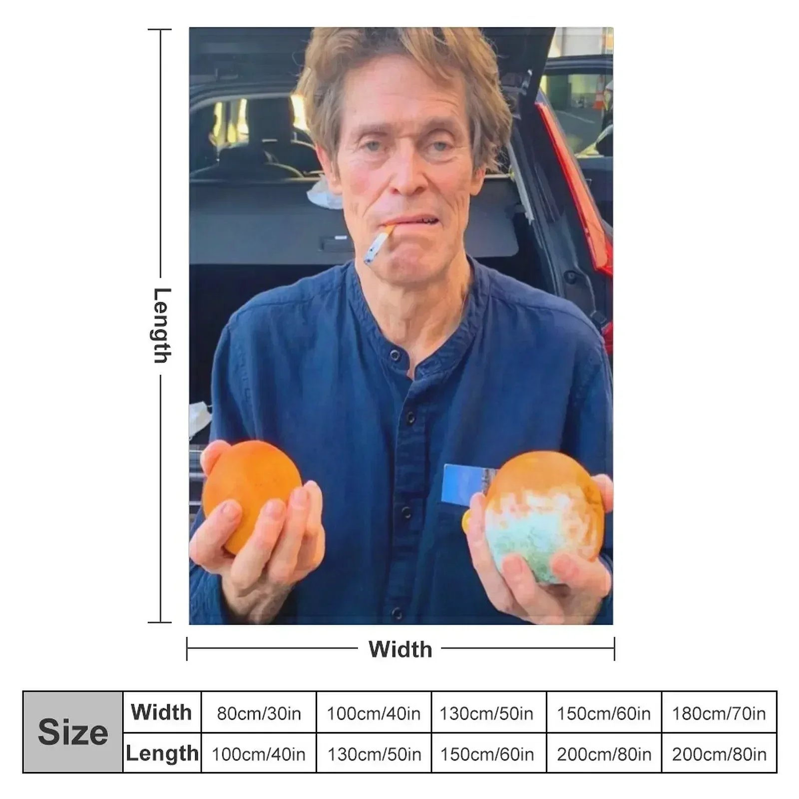 Willem Dafoe Holding Oranges Throw Blanket Quilt Cute Plaid Vintage Heavy Soft Plaid Blankets