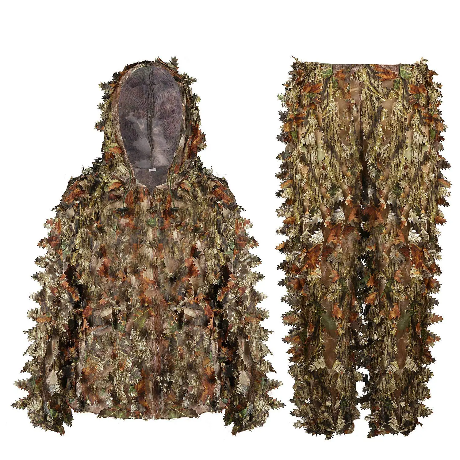 JOAXOR Ghillie Suit Gilly Hunting Suits Pants 3D Leaf Camo Camouflage Coveralls Youth Adult Lightweight Clothes