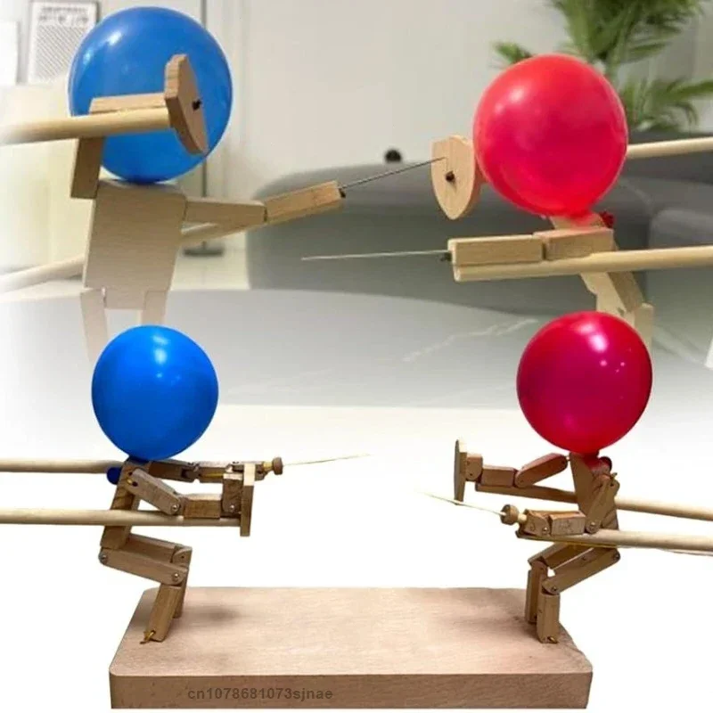 Balón de batalla hecho a mano, cercado de madera, cabeza de marioneta, combate de madera inflable, juego de batalla de globos rápido para 2 jugadores