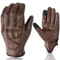 SUOMY Guantes de cuero Retro para motocicleta para hombre y mujer, Guantes de piel de cabra para Motocross, Guantes de motociclista Vintage con dedos completos
