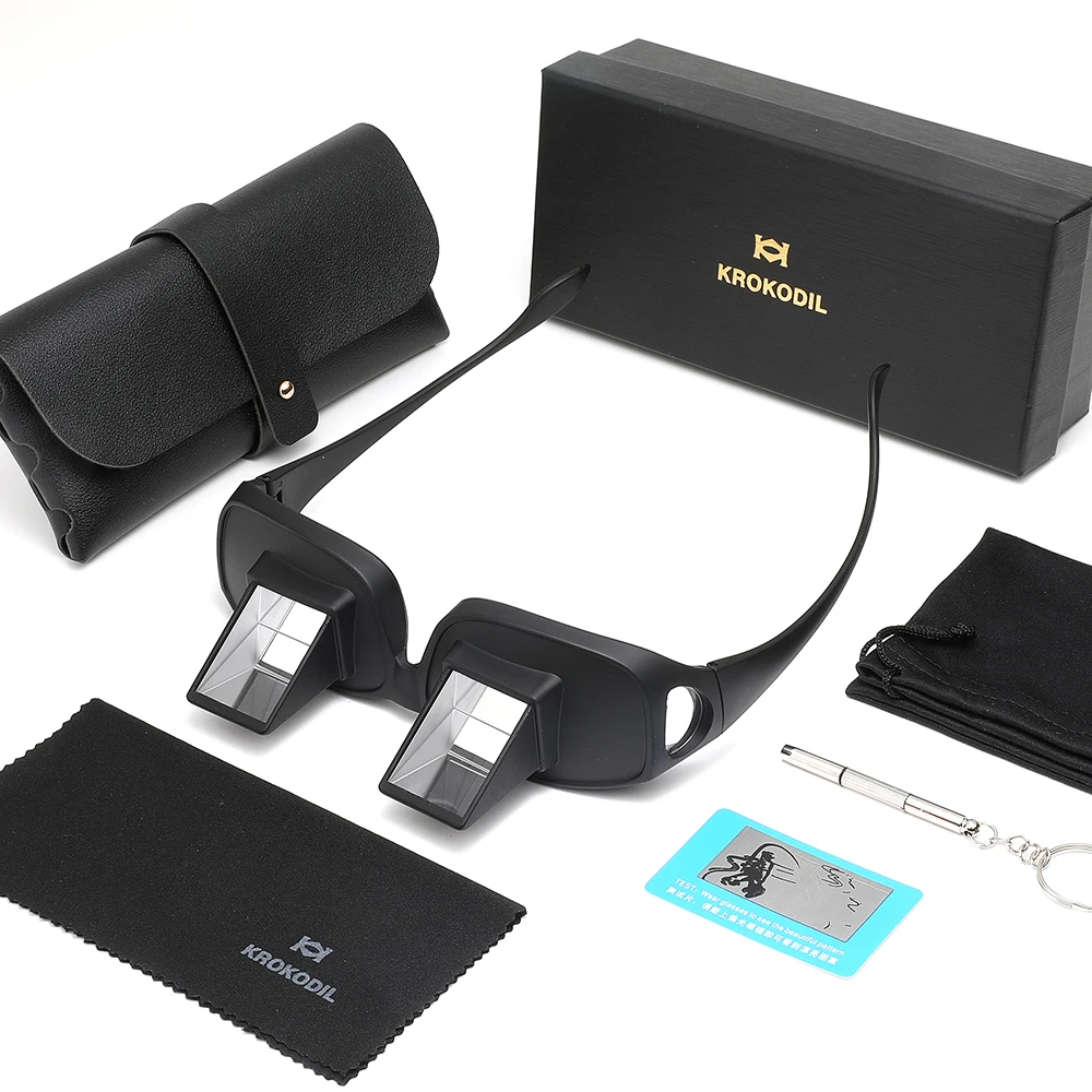 Lazy Glasses Horizontal Viewing HD Glass Lens Matte Frame Fit Over Myopia Reading Glasses 6-Piece Luxury Gift Box Set For Bed TV
