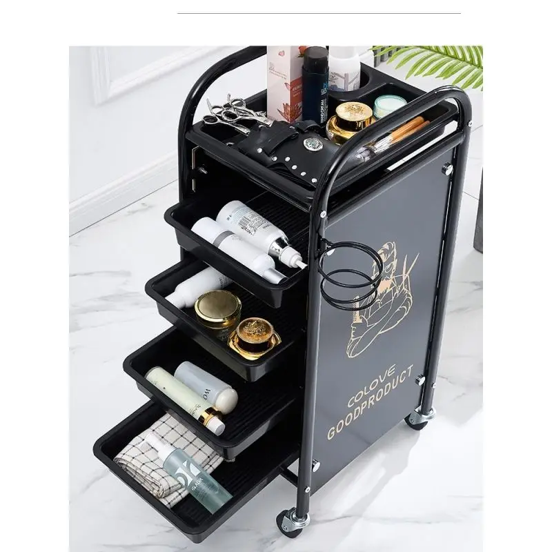 `Salon Trolley Salon Furniture Retro Hairdressing Cart, Hair Salon Handcart, Bar Cart for Beauty Perm Dyeing Tool Storage`