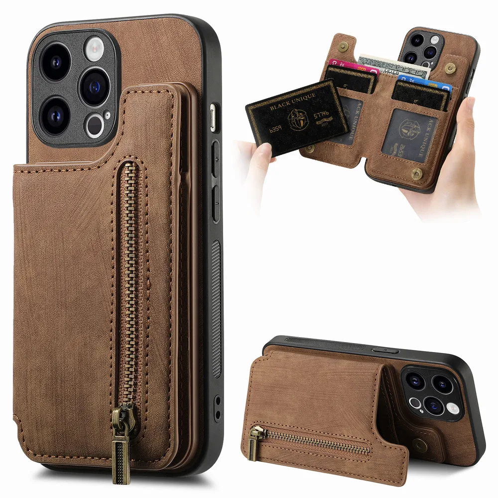 

For Vivo V40 SE 5G Luxury Case Zipper Wallet Leather Back Panel Cover For Vivo V25E V27E V30 V29 V27 V25 X90 Pro X80 Lite Etui