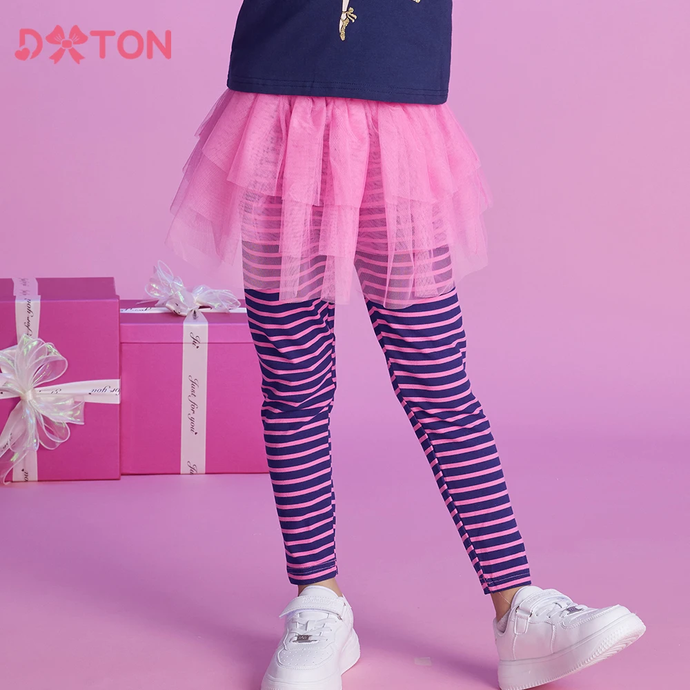 DXTON Toddlers Skirt Pants Striped Leggings with Tutu SKirt Children Ballet Prom Princess Costumes Cotton Girls Casual Clothing