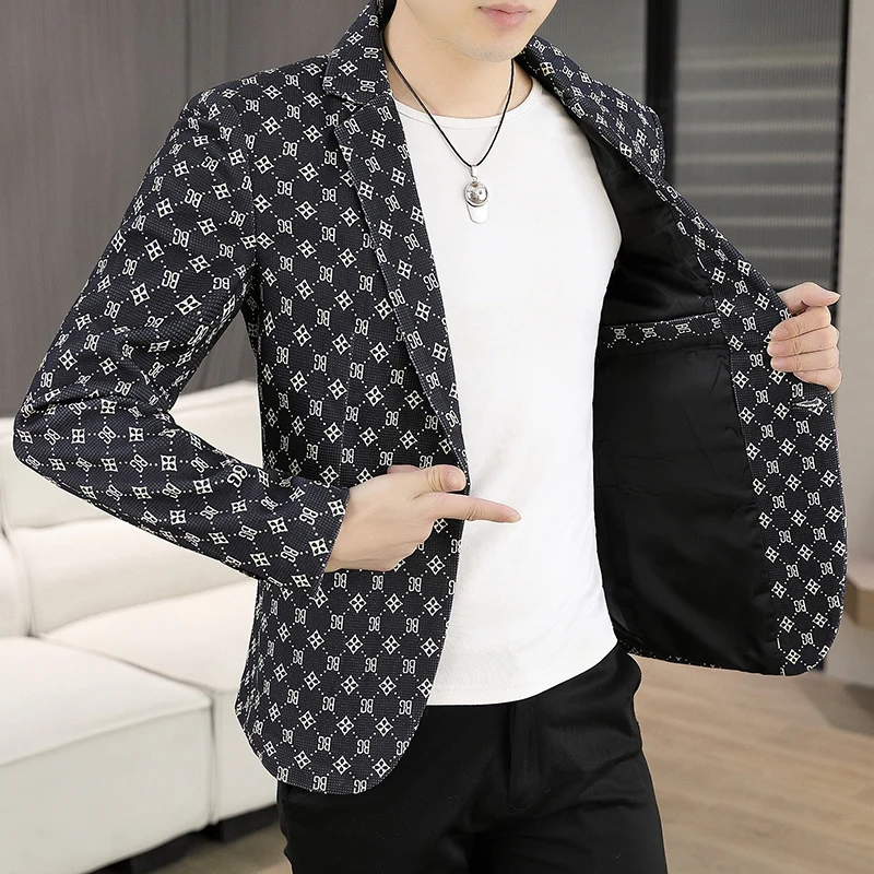 Brand Luxury Printed Suit Jacket for Men 2025 Autumn Casual Slim Fit Blazers Business Social Street Wear Suit Costume Homme 4XL