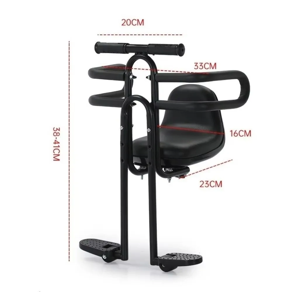 Front Mounted Bike Child Seat Full Surround Safety Adjustable Pedals Bicycle Child Seat Quick Release Foldable Footrest