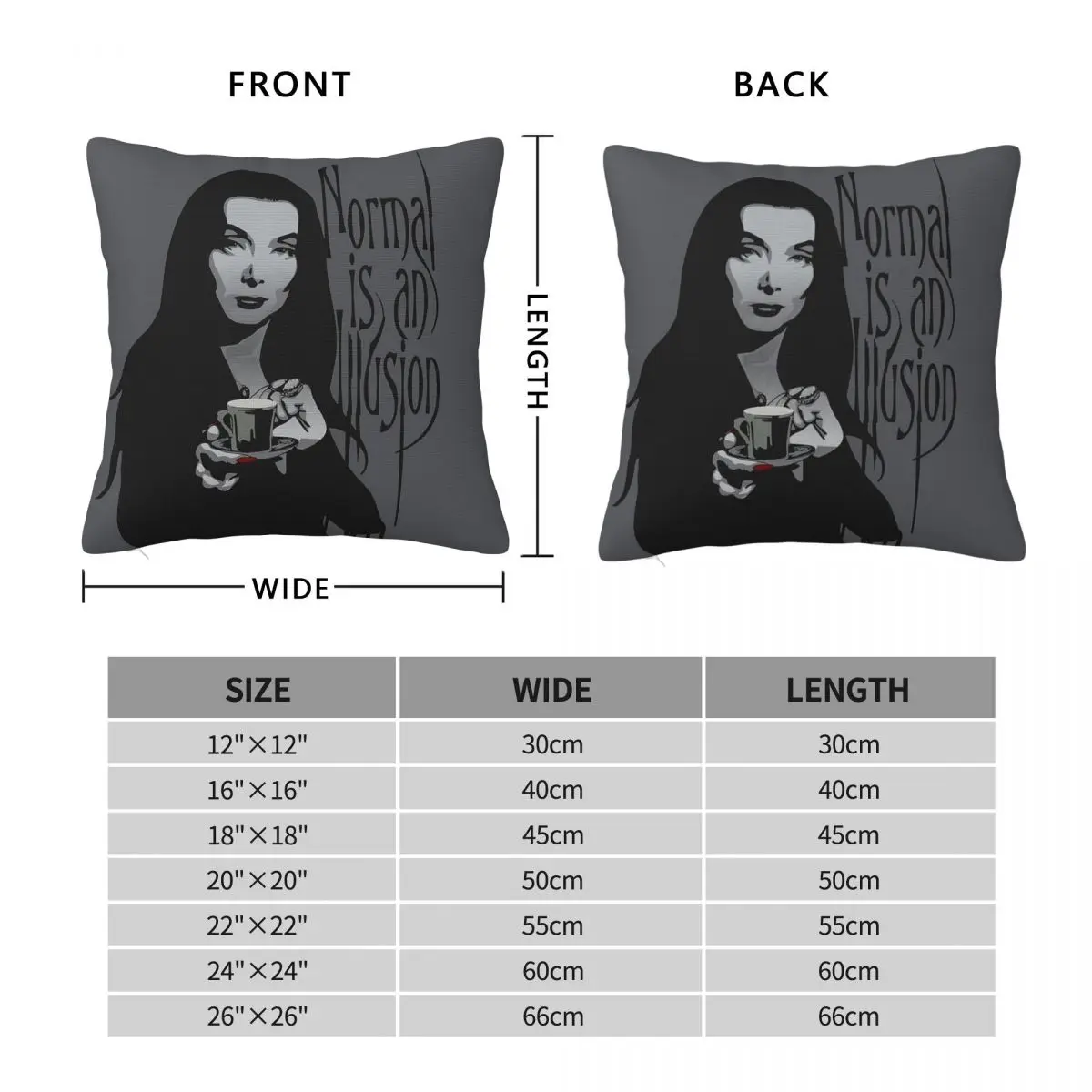 Normal Morticia Addams Square Pillowcase Polyester Linen Velvet Printed Zip Decorative Room Cushion Cover