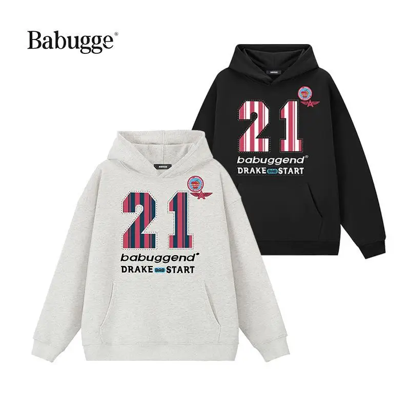 

Babugge American Casual Loose Heavy Hooded Sweater Men's and Women's Same Autumn and Winter Jacket Hoodie Men Clothing