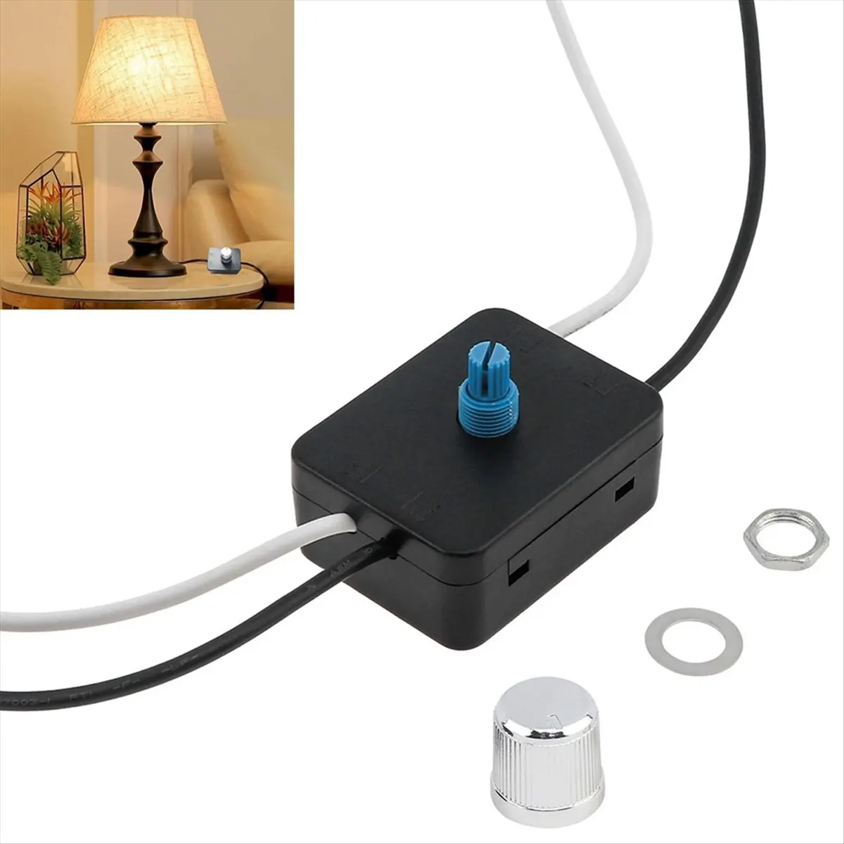 ABAN Built-in Dimmer Switch Combo Kit 120V Rotary Canopy Dimmer Switch Replacement for Table Lamps / Floor Lights