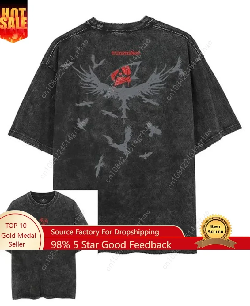 New Arrival Mens Clothes Tee Shirt Homme Graphic T-Shirts Men Tshirt for Men Ropa Washed  Retro Japanese Anime Printed 61316