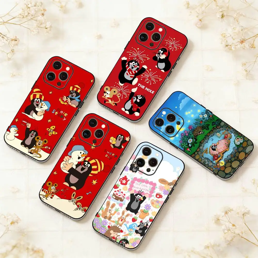

Cartoon cute Little M-Mole Phone Case For iPhone 17,16,15,14,13,12,11 Plus,Pro Max,XS,Soft Silicone Black Cover