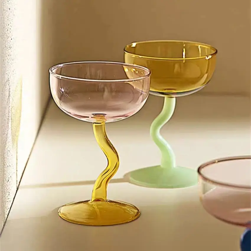 

Simple Creative Ice Cream Cup, Ins Style, Korean Style, Cute Tall Dessert Glass, High Temperature Resistant Household Wine Glass