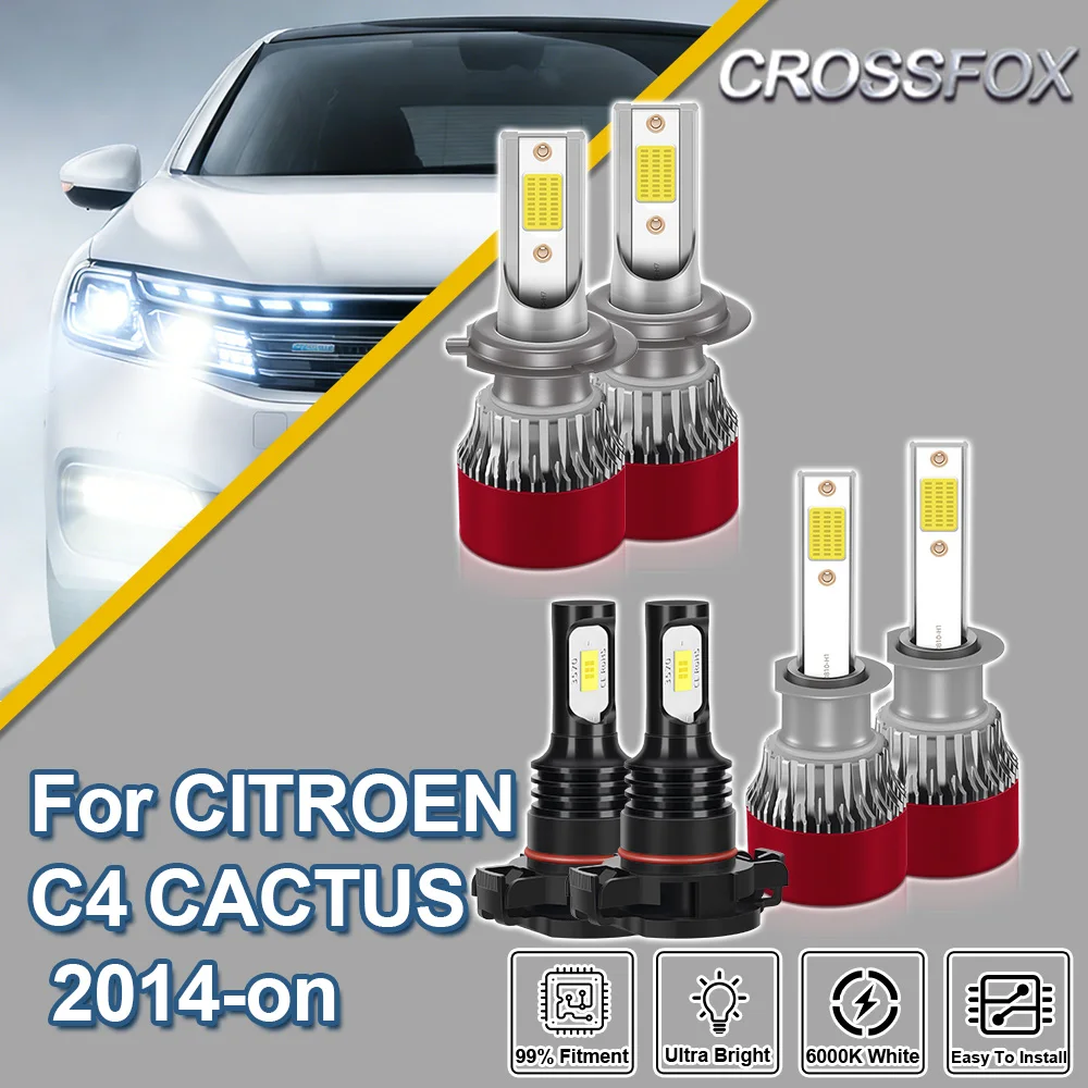 CROSSFOX para CITROEN C4 CACTUS 2014 en adelante, Bombillas LED Canbus de Luz Alta/Baja para Faros Delanteros y Luces Antiniebla 2015 2016 2017 2018 2019 2020 2021