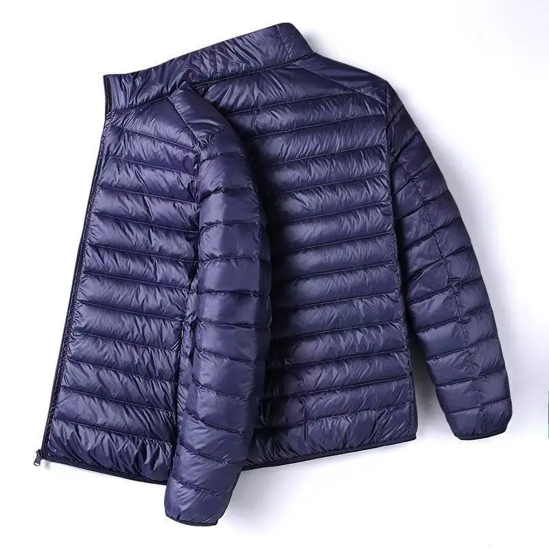 Autumn Winter Lightweight down Cotton Jacket Men's Short Collar Hooded Lightweight Thin Outerwear Discontinued Size Nylon Fabric