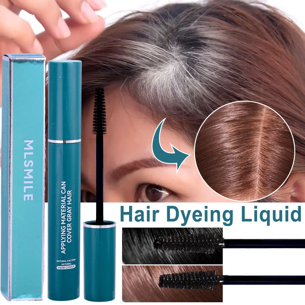 Tinte desechable para el cabello, cobertura rápida en negro y marrón, corrector de raíz para el cabello, tinte temporal instantáneo cubierto con líquido para el cabello blanco