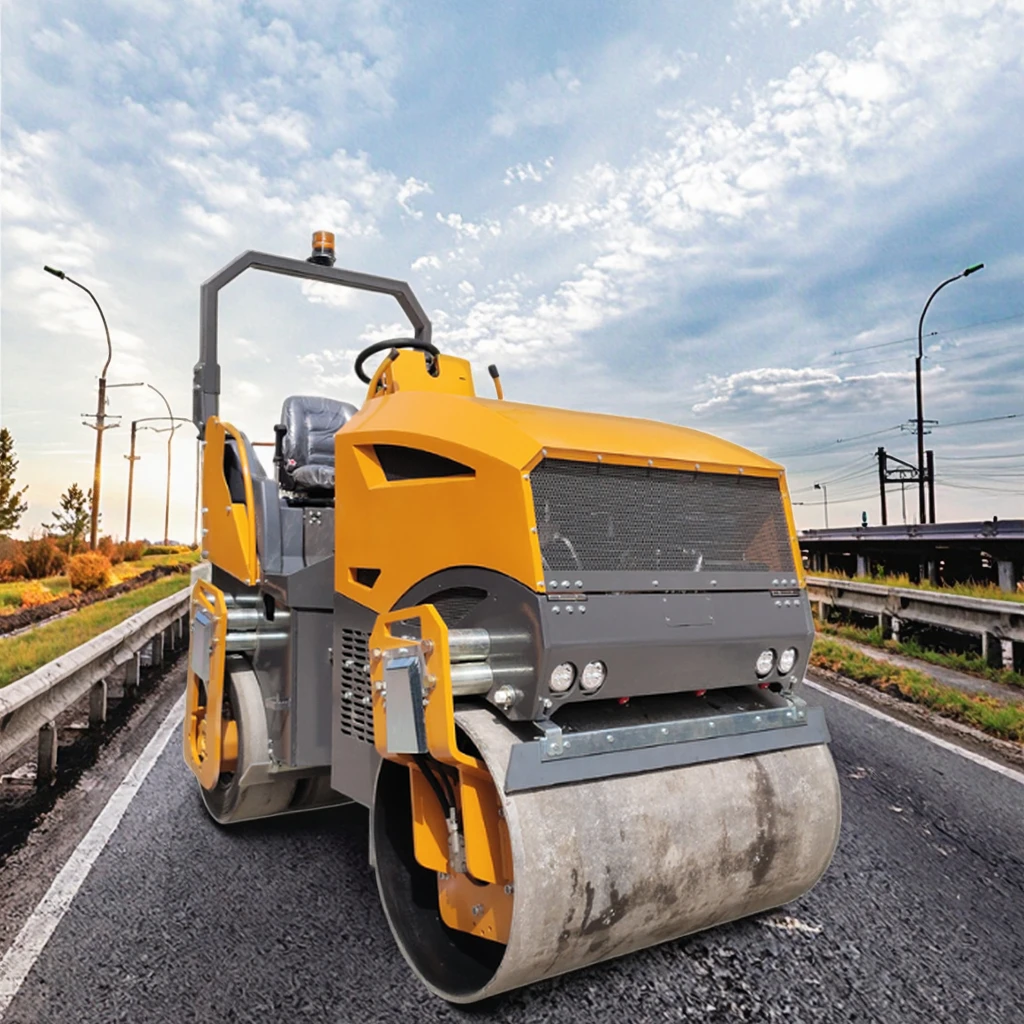 Mini Asphalt Double Drum Vibratory Road Roller Compactor 1ton 2ton 3ton New &   Condition Construction Machinery