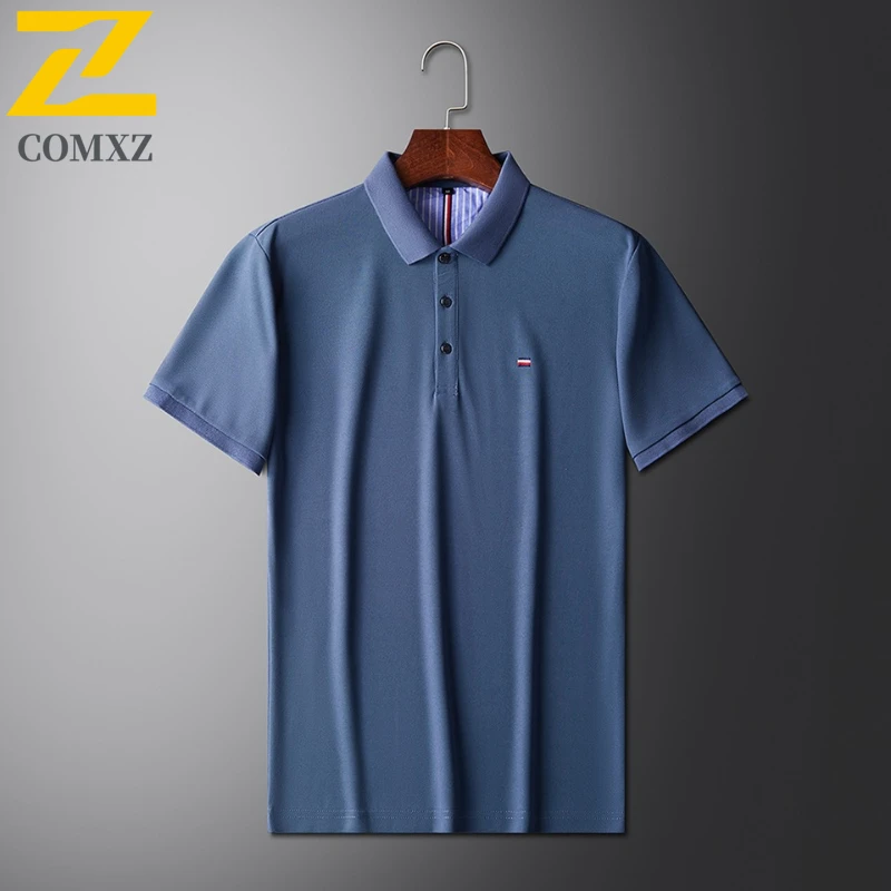 

Summer Casual Men's T-shirt Ice Silk Quick Drying Breathable Three-dimensional Cutting Social Polo Shirt Business Short T-shirt