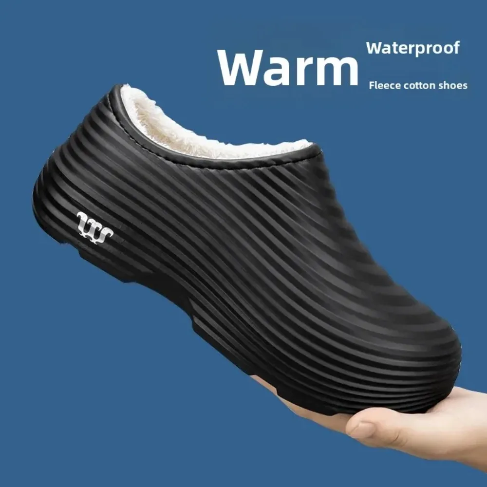 

Warm Fleece Lined Thick Bottomed Autumn Winter Cotton Shoes Waterproof Non Slip Lightweight Restaurant Work Shoes Chef Rain Boot