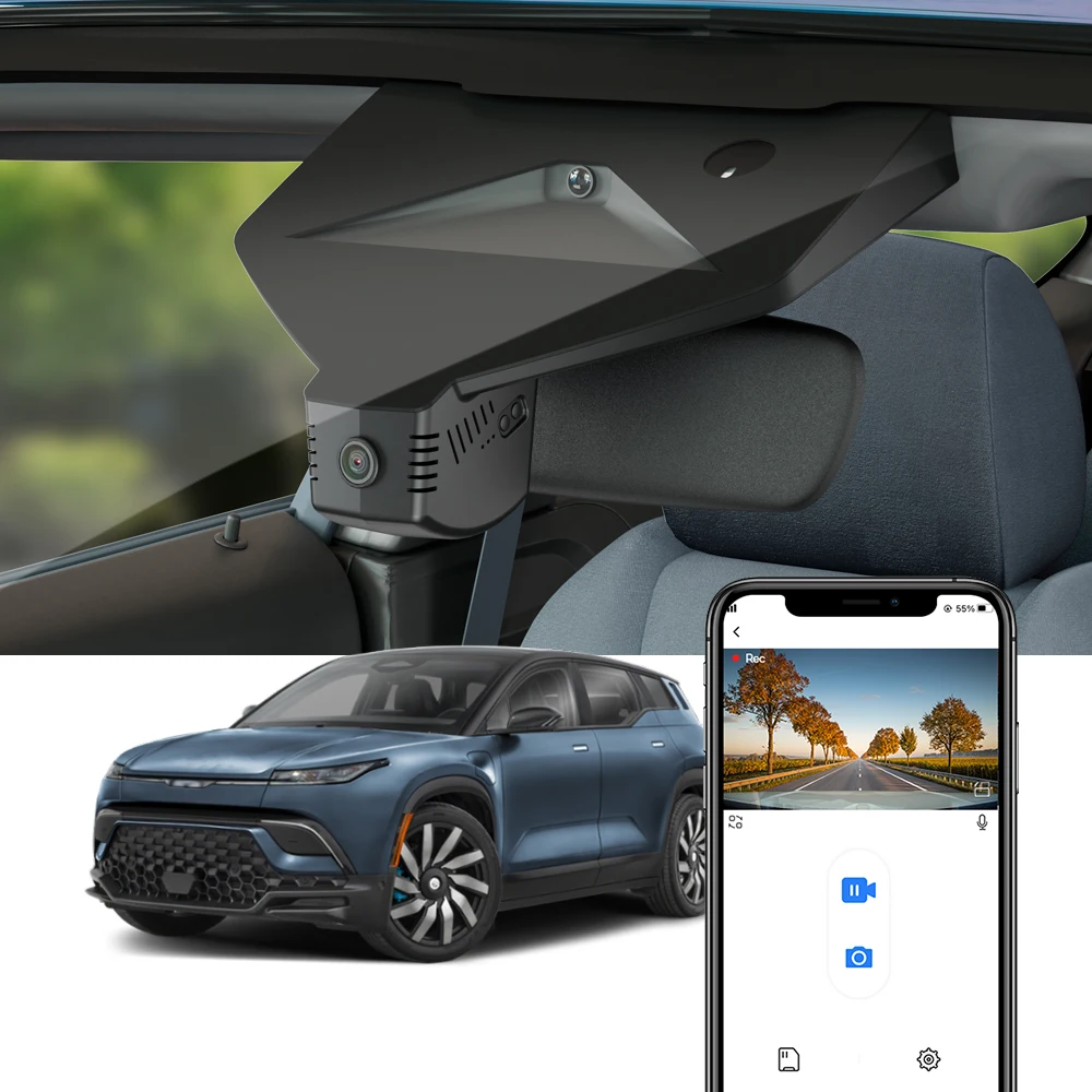 FITCAMX 4K Car Camera for Fisker Ocean ONE/ULTRA/EXTREME/SPORT 2023 2024, UHD Dash Cam with Built-in WiFi APP Loop Recording