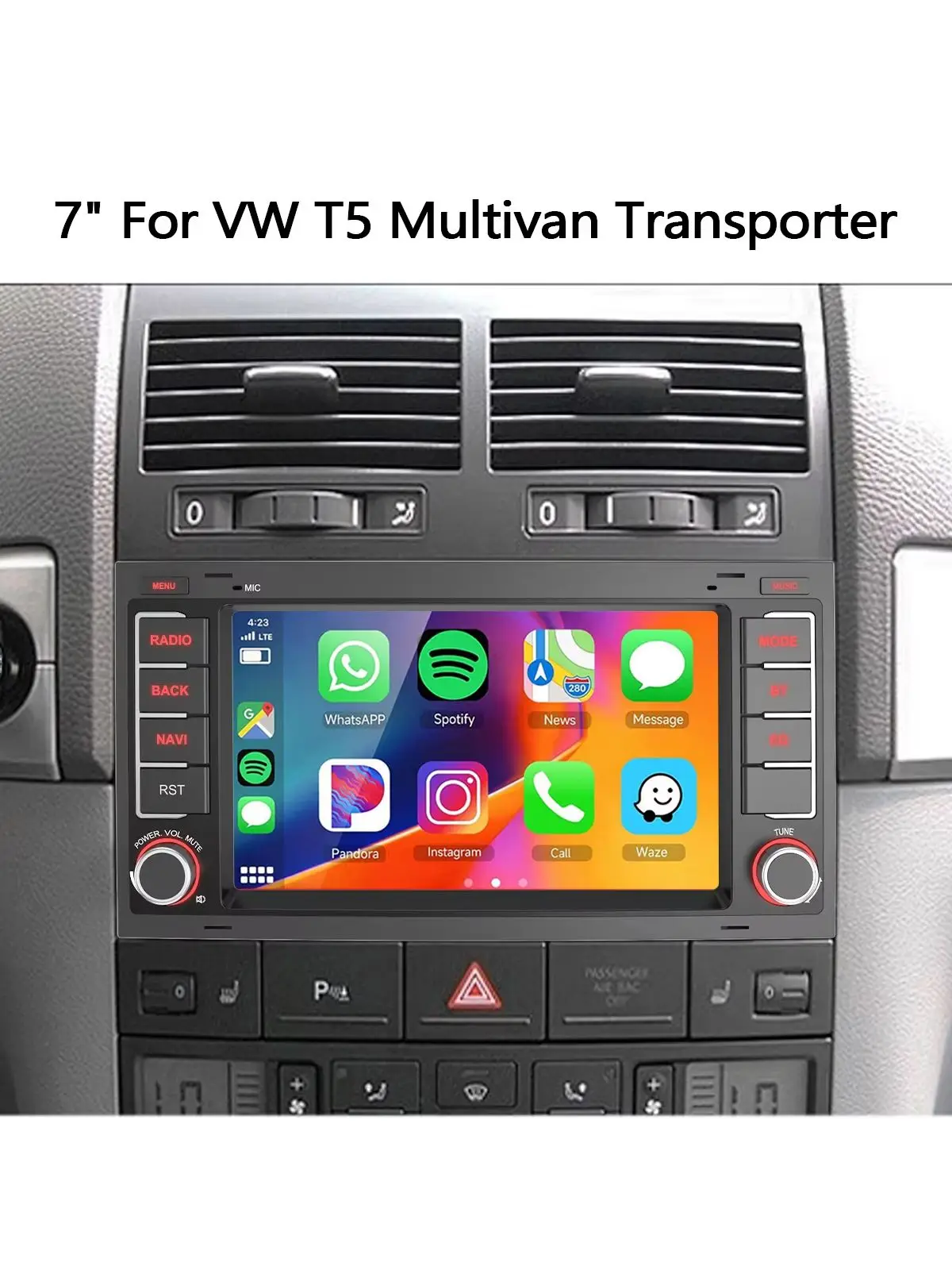 ESSGOO Für VW T5 Multivan Transporter 7" Android 15 2+64G/ 4+64G Autoradio Kabelloses Carplay Android Auto GPS NAVI RDS FM WIFI Bluetooth Mirror Link SWC IPS Touchscreen Multimedia-Player mit Mikrofon