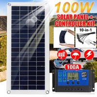 100W Solar Panel Kit Dual 12V USB With 60A 100A Controller Solar Cells Poly Solar Cells for Car Yacht RV Battery Charger