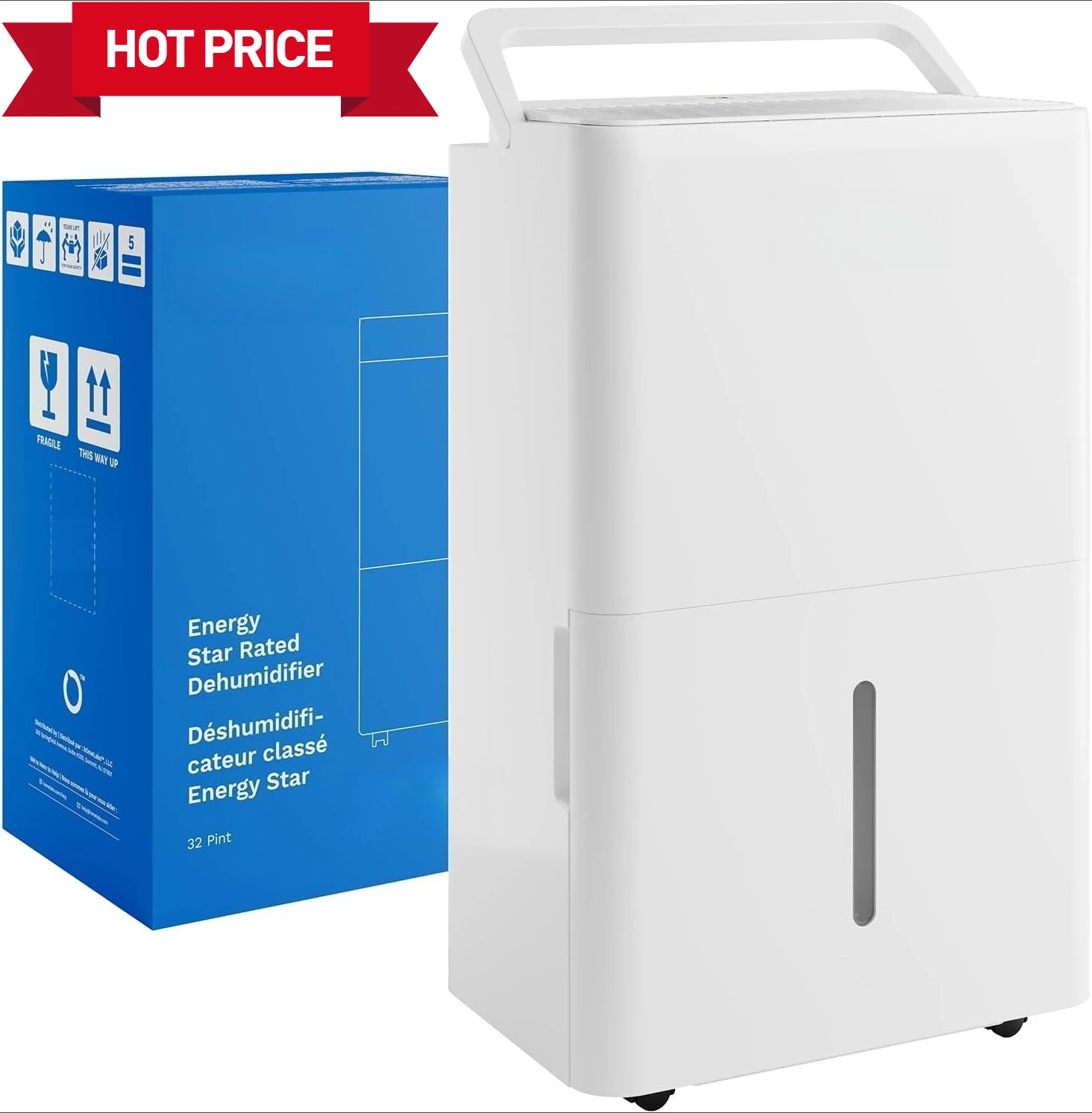 

2,400 Sq. Ft Dehumidifier – Bathroom & Large Rooms – Powerful Humidity Control, Quiet & Portable with Auto Shut-Off