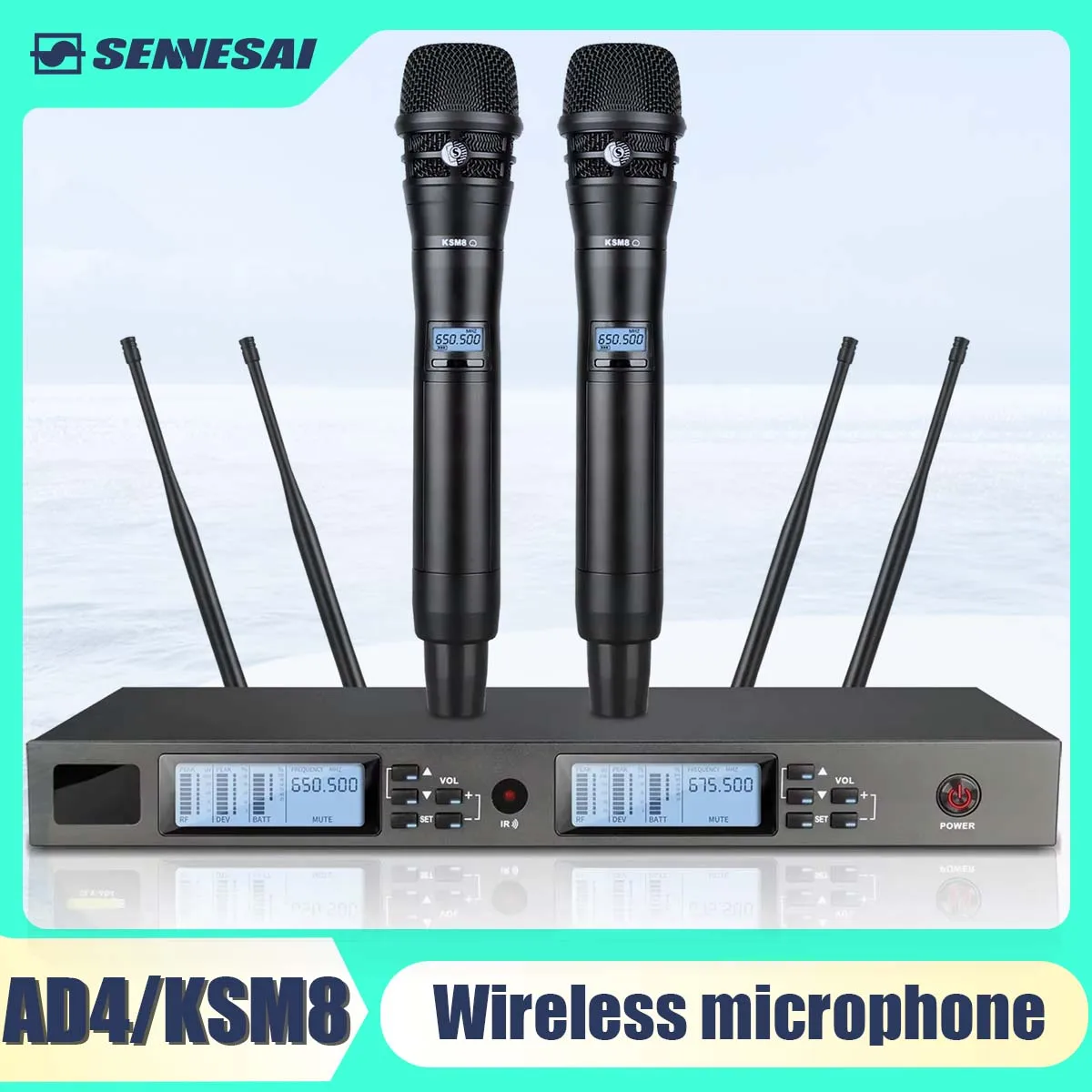 SENNESAI SLX-AD4 KSM8 Wireless Microphne Dynamic Stage Performance  Hip Hop Home KTV UHF Professional Dual Metal Handheld