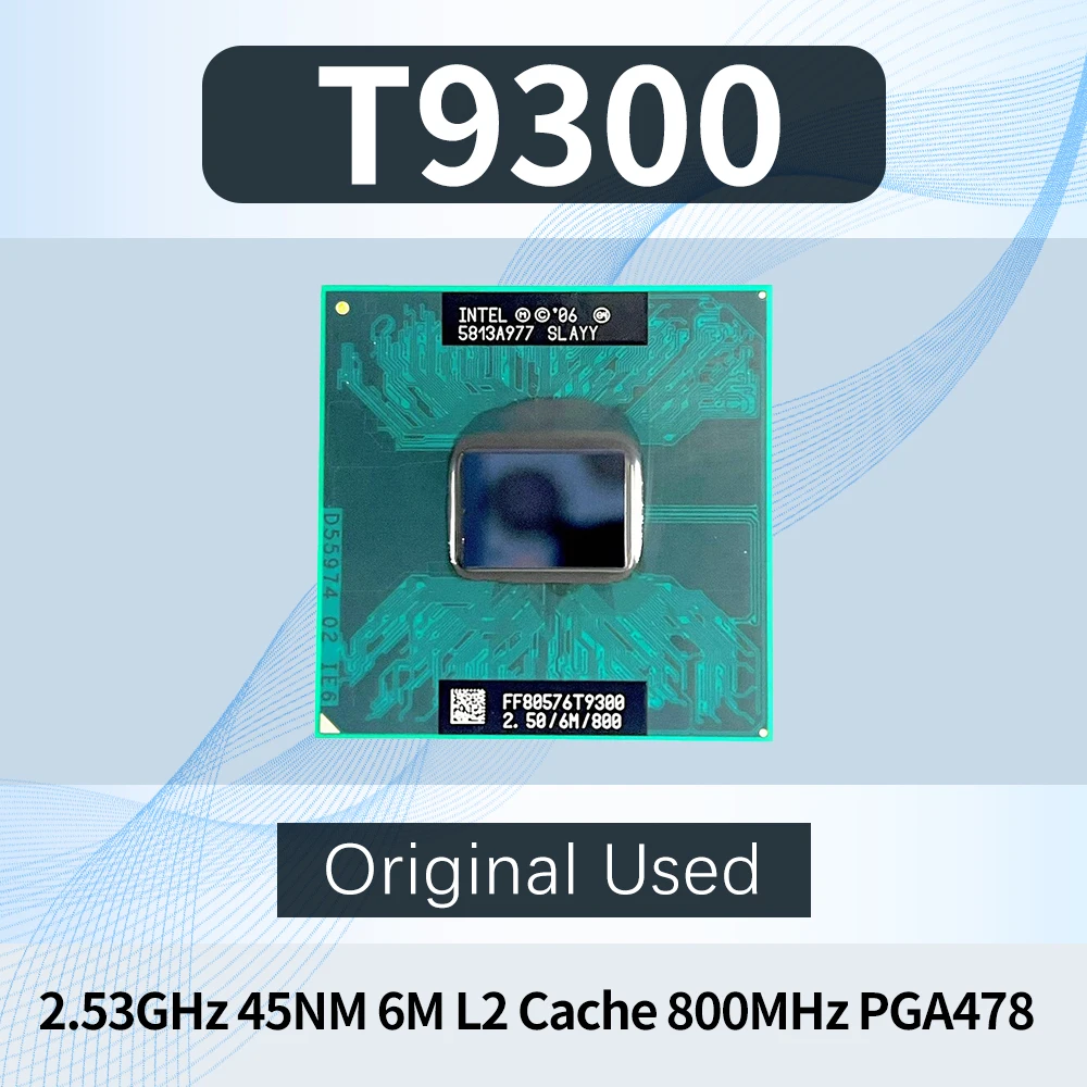 

T9300 100% Original Pulled Laptop Processor 95% New Dual Core T9300 2.53GHz 45nm 6MB L2 Cache 800MHz FSB PGA478 Official Version