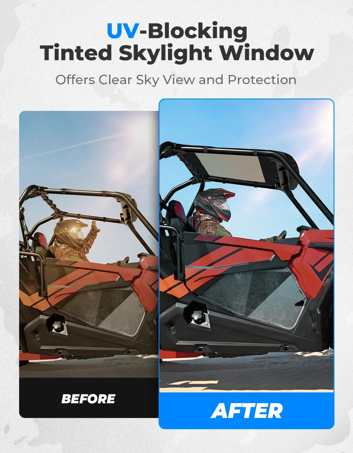 KEMIMOTO UTV 1680D Солнцезащитный козырек с мягким верхом на крыше из мягкого холста, совместимый с Polaris RZR XP 1000/Turbo/900 2014-2023, 2-местный