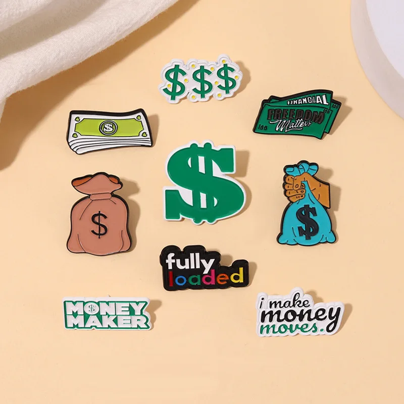 Money Maker Enamel Pins Custom I Make Money Moves Brooches Lapel Badges Funny Purse Jewelry Gift for Kids Friends