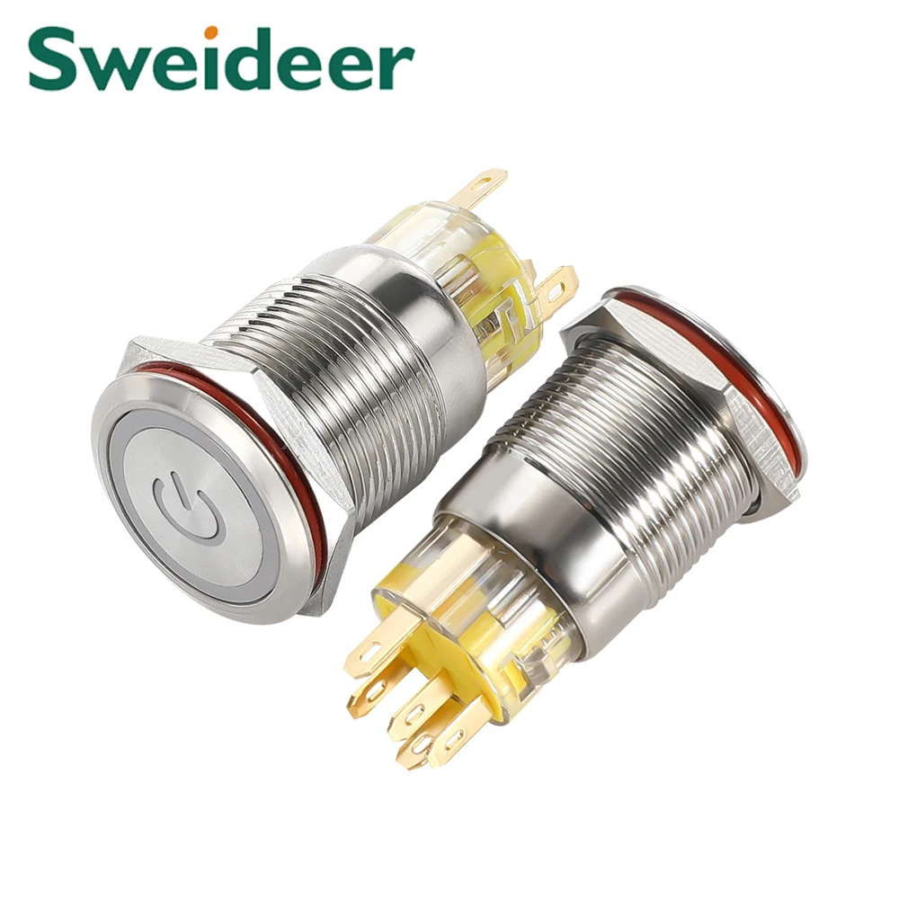 Waterproof Light Switch Metal Push Button LED Light Momentary Latching Car Engine Computor PC Power Switch 5V 12V 24V 220V  5A
