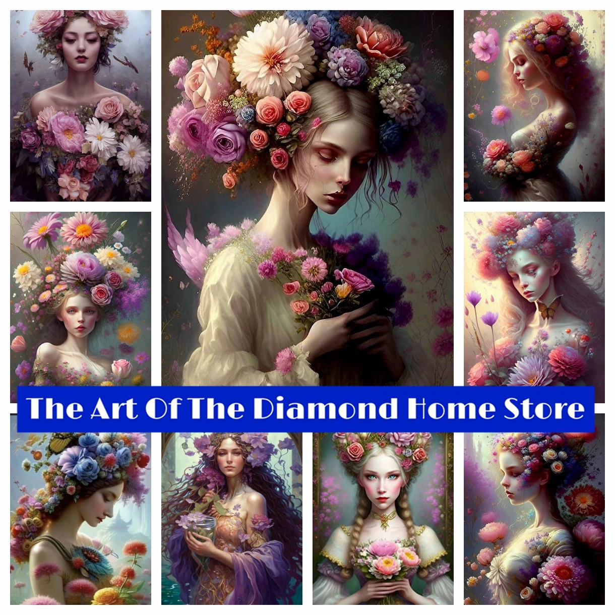 

Dream Flower Fairy 5D DIY AB Diamond Painting Mosaic Fantasy Portrait Art Cross Stitch Rhinestones Embroidery Home Decor Gift