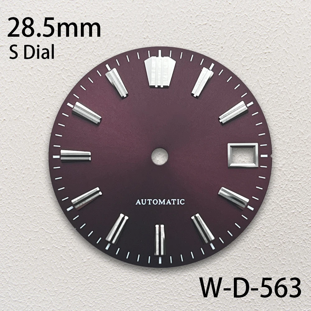 28.5mm S Logo Sunray Dial Fit NH35/NH36/4R/7S Movement Applied Index Riveted Dial Watch Modification Accessories